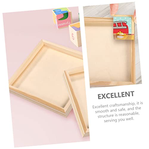 SWOOMEY 4pcs Puzzle Sundries Holder Blocks Tray Unfinished Wood Tray Unfinished Wood Serving Blocks Storage Trays Serving Storage Tray Wood Serving SWOOMEY