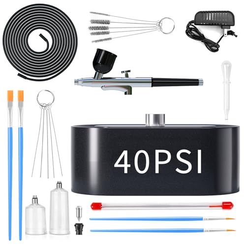 Airbrush Kit Multi-Function 40PSI Airbrush Set with Compressor for Painting Air Brush Set for Cake Decoration Makeup Art Craft Nail Design Airbrush - WoodArtSupply