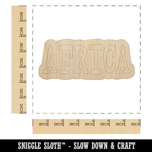 Africa Fun Text Unfinished Wood Shape Piece Cutout for DIY Craft Projects - 1/8 Inch Thick - 6.25 Inch Size Sniggle Sloth