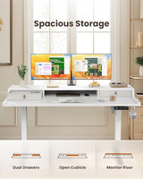 ErGear Electric Standing Desk with Drawers, 48″ x 24″ Gaming Desk with Monitor Stand, C-Clamp Mount Compatible, Home Office Height-Adjustable Desk ErGear