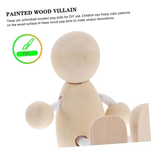 4pcs Wooden Doll Pegs Unfinished Wooden Doll Wood Peg Dolls Doll Pegs DIY Peg Dolls Unfinished Dolls Pegs Graffiti Wooden Doll Blank Peg Dolls Common Ciieeo