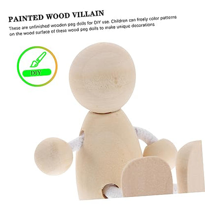 4pcs Wooden Doll Pegs Unfinished Wooden Doll Wood Peg Dolls Doll Pegs DIY Peg Dolls Unfinished Dolls Pegs Graffiti Wooden Doll Blank Peg Dolls Common - WoodArtSupply