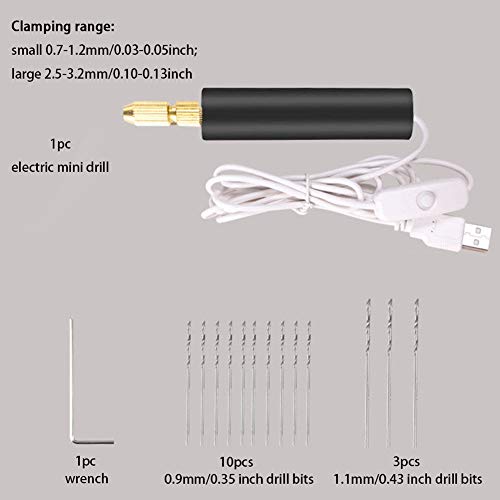 Micro Handheld Drill Bits, 0.7-1.2mm Crystal Epoxy For Resin Jewelry Making Mini Electric Drill Set DIY ABS - WoodArtSupply