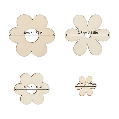Unfinished Wood, 300 Pieces Unfinished Wood Crafts, Plum Unfinished Wooden Cutouts, Wooden Paint Crafts, Handcraft Grinding Flowers Chip for DIY HERCHR