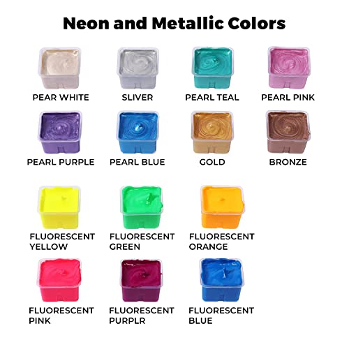 HIMI Gouache Paint Set, 56 Colors x 30ml Include 8 Metallic and 6 Neon Colors, Unique Jelly Cup Design in a Carrying Case Perfect for Artists, Artme