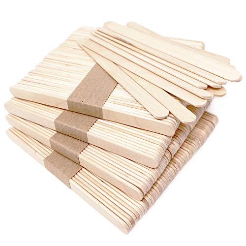 Makerstep 200 Natural Wood Craft, Popsicle Sticks for Crafts 4.5 Inch, Waxing Spatulas, Epoxy Resin Stirring, Ice Cream Candy Making and Garden Makerstep
