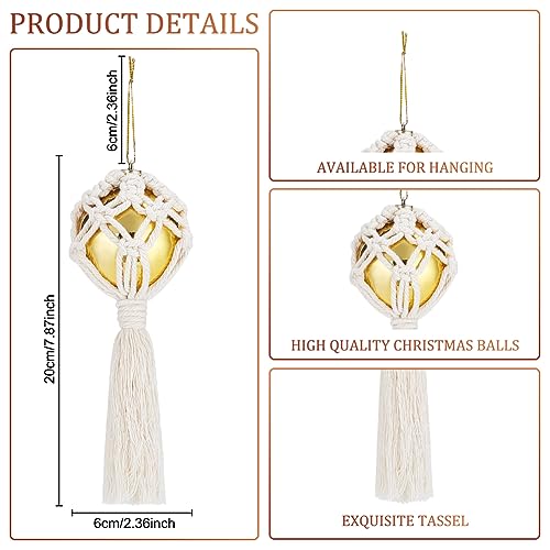 FREEBLOSS 4 Set DIY Macrame Christmas Ball Kit Macrame Christmas Ornaments Macrame Kit with Instructions for Beginners Macrame Hanging for Christmas - WoodArtSupply