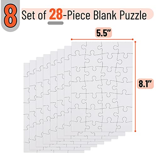Mr. Pen- Blank Puzzle, 8 Pack, 28 Pieces/Pack, 5.5 x 8.1 Inches, White, Blank Puzzles to Draw on, White Puzzle, All White Puzzle, Blank Puzzle Pieces Mr. Pen