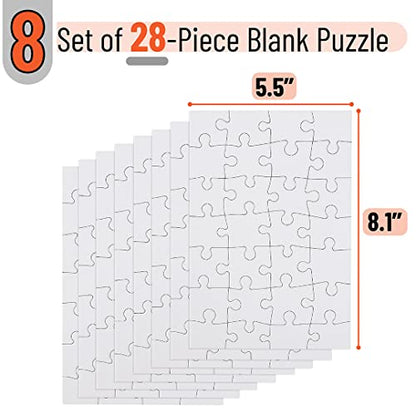 Mr. Pen- Blank Puzzle, 8 Pack, 28 Pieces/Pack, 5.5 x 8.1 Inches, White, Blank Puzzles to Draw on, White Puzzle, All White Puzzle, Blank Puzzle Pieces - WoodArtSupply