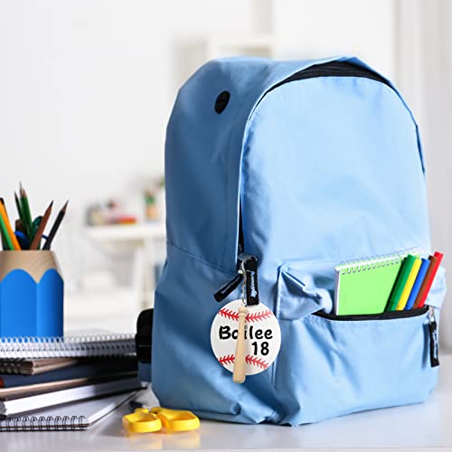 Cunno 36 Pcs Basketball Baseball Softball Tennis Acrylic Keychain Blank Kit 12 Acrylic Keyring 12 Swivel Snap Hook Keychain(White Baseball, 3 Inch) Cunno