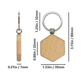 Hexagon Wood Engraving Blanks Wood Blanks Blank Wooden Key Tag with Keychain 20 Pcs TFoRibbon