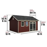 Handy Home Products Scarsdale 12x16 Do-it-Yourself Wooden Storage Shed with Floor Tan Handy Home Products