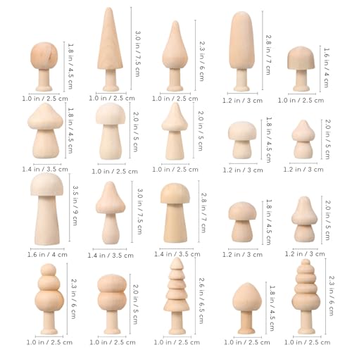 Toddmomy 20pcs Unfinished Wooden Mushroom Unfinished Wood Trees Mini Wood Tree Natural Wooden Mushrooms for Arts DIY Projects Ornaments Toddmomy