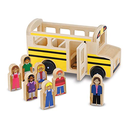 Melissa & Doug School Bus Wooden Toy Set With 7 Figures, Pretend Play, Classic Toys For Kids Melissa & Doug