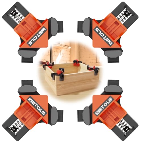 WETOLS Corner Clamp, 90 Degree Right Angle Clamp for Woodworking,4Pcs Fast Adjustable Quick Spring Loaded Woodworking Clamp, Gifts for Dad, Birthday - WoodArtSupply