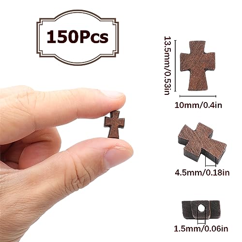 SUNNYCLUE 150Pcs Wood Cross Beads Bulk Wooden Cross Bead Natural Unfinished Wood Blank Beads Cross Loose Spacer Rosary Beads Charms for Jewelry SUNNYCLUE