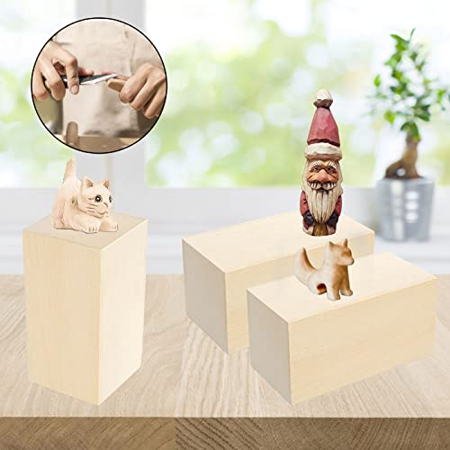 ACXFOND 10 Pack Basswood Carving Blocks, 4x2x2 inch Unfinished Wood Blocks for Crafts, Wood Carving Blocks Cubes for Home, Arts, Crafts, Class, ACXFOND