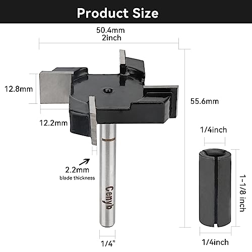 CENYB CNC Spoilboard Surfacing Router Bits,4 Teeth 1/4 inch Shank 2 inch Cutting Dia with Router Collet for Woodworking Tools - WoodArtSupply