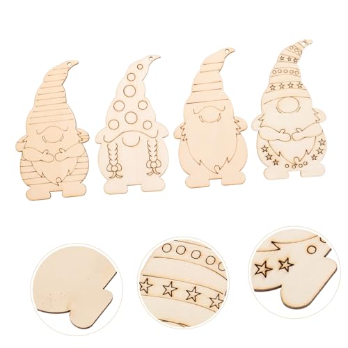 VOSAREA 40pcs Dwarf Wood Chips Wood Gnome Hanging Ornament Unfinished Wooden Gnomes Unfinished Wood Gnome Xmas Wood Cutouts Unfinished Wood Cutouts VOSAREA