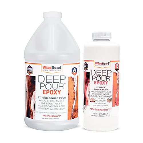WiseBond - Epoxy Deep Pour Resin Kit, Crystal Clear Epoxy Resin for River Tables, Live-Edge Wood Furniture & Object Casting, UV Resistant Deep Pour WiseBond