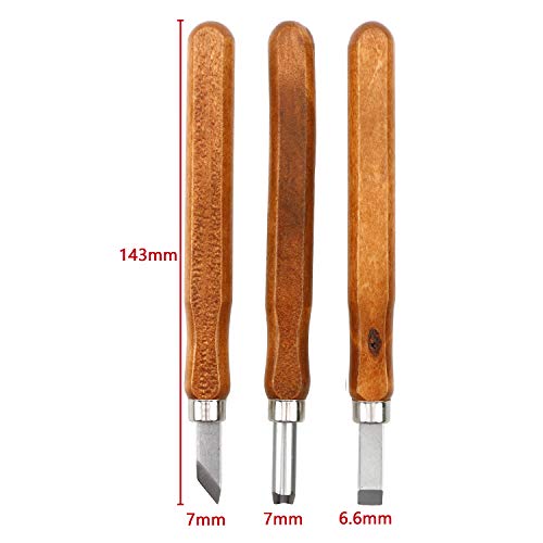 3Pcs Set SK5 Carbon Steel Unxuey Wood Carving Tools Set Handmade Wood Crafts Mini Chisel Steel with Hand Handle for Printmaking, Engraving Seals, Unxuey