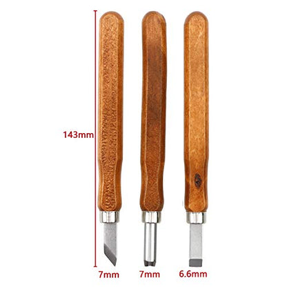 3Pcs Set SK5 Carbon Steel Unxuey Wood Carving Tools Set Handmade Wood Crafts Mini Chisel Steel with Hand Handle for Printmaking, Engraving Seals,