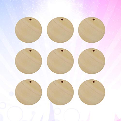 50pcs Unfinished Round Earrings Christmas Baubles Unfinished Wood Cutouts Wooden Flat Chips Craft Wood Slices Wooden Discs Wooden Embellishments SUPVOX