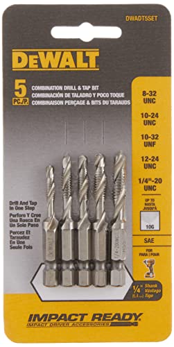 DEWALT Drill Tap Set, 5-Piece (DWADT5SET),Silver - WoodArtSupply