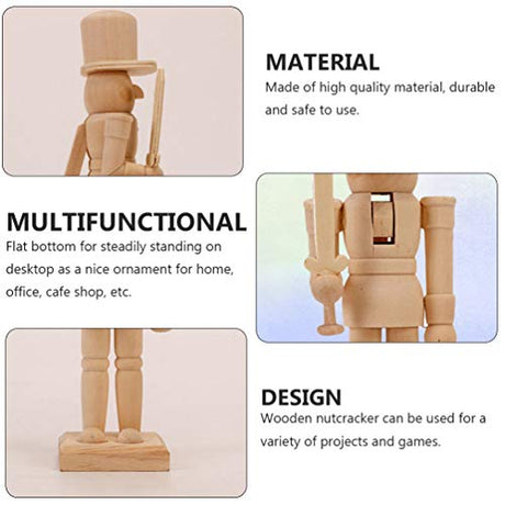 BESPORTBLE Wooden Nutcracker Soldier Christmas Craft Wood Nutcracker Wooden Nutcracker Figurines Unfinished Wood Nutcracker Soldier DIY Nutcracker BESPORTBLE