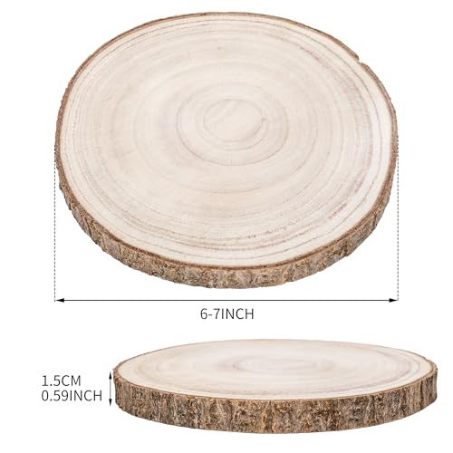 Natural Round Wood Slices 8 Pack 6-7 inches Unfinished Wood kit Circles DIY Crafts Wood Ornament Discs - WoodArtSupply