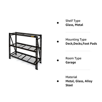 DEWALT 4-Foot Tall, 3 Shelf Steel Wire Deck Industrial Storage Rack, Adjustable for Custom Workshop/Garage Storage Solutions, Total Capacity: 4,500 - WoodArtSupply