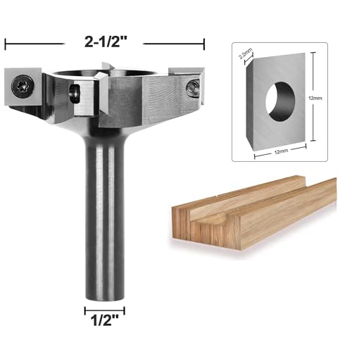 SpeTool Spoilboard Surfacing Router Bit, 1/2 inch Shank 2.5 inch Diameter, 4-Wings Planing bit for Wood Slab Flattening - WoodArtSupply