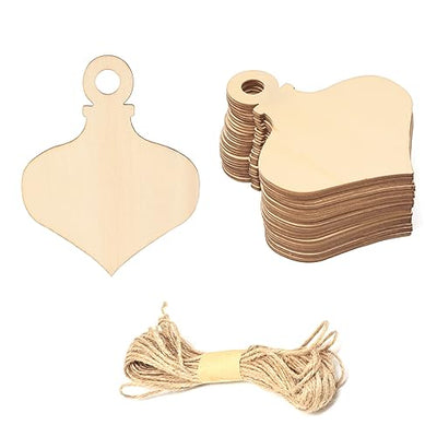 Honbay 30PCS Christmas Wooden Hanging Ornaments Acorn Shaped Unfinished Blank Wood Pieces Wood Slices Wood Chips Embellishments Thanksgiving Wooden