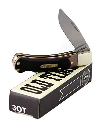 Old Timer 3OT Bearhead Traditional Lockback Pocket Knife with 2.2in High Carbon Stainless Steel Blade, Sawcut Handle, and Convenient Small Size for Schrade