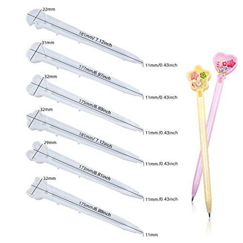DIYBravo 6 Pcs Silicone Resin Cute Pen Molds, Star Bear Cat Bunny Moon Heart Head, UV Epoxy Resin Pen Casting Molds with 10 Black Refills for Kawaii DIYBravo