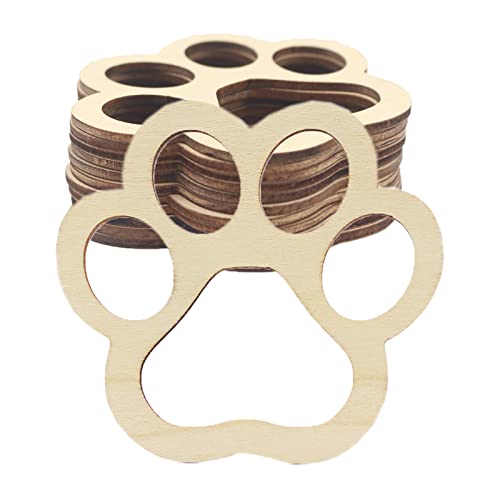 30PCS Wood Paw Print Wooden Dog Paw Cutouts Wood Dog Puppy Paw for Crafts DIY Ornament Party Decorations, 3.3 x 3.1” - WoodArtSupply