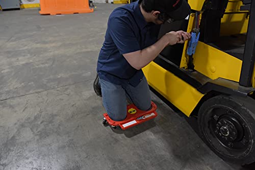 Vestil KNEE-D Rolling Knee Dolly with Foam Cushioned Knee Cups, 350 lbs Capacity, 10" Length, 20-1/4" Width , Red Vestil