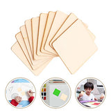 Sewroro 10pcs Square Wood Chips Blank Wood Slices Ornament Crafts Wooden Blank Tiles Square Wooden Cutouts Wooden Embellishment Squares Cutout Sewroro