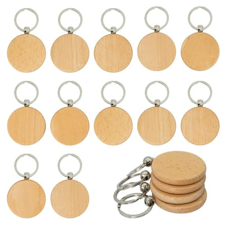 2 Inch Round Wood Engraving Blanks Wood Blanks Blank Wooden Key Tag 20 Pack WoodArtSupply