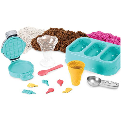 Kinetic Sand Scents, Ice Cream Treats Playset with 3 Colors of All-Natural Scented Play Sand & 6 Serving Tools, Sensory Toys, Christmas Gifts for - WoodArtSupply