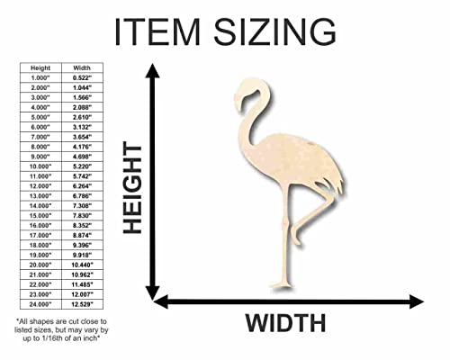 Unfinished Wood Flamingo Shape - Animal - Bird - Wildlife - Craft - up to 24" DIY 5" / 1/4" 24 Hour Crafts
