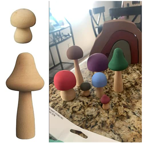 Unfinished Wooden Mushroom Toy Set, Various Sizes Mushrooms Unpainted Wood Mushroom for Children's Arts and DIY Crafts，Art & Craft Projects Unigirl