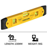 Firecore Magnetic Torpedo Level, 9-Inch Shockproof Toolbox Level with 3 Bubble Spirit Level 45 90 180 Degree Firecore