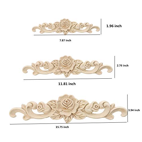 alblinsy Wood Carved Onlay Applique Craft Unpainted Decal Door Corner Home Frame Decor Unpainted Cabinet Bed Furniture Home Decoration (5PCS - WoodArtSupply