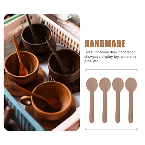 ULTNICE DIY Kits 4pcs Walnut Wood Carving Spoon Blank Unfinished Wooden Craft Whittling Kit for Whittler Starter DIY Kits