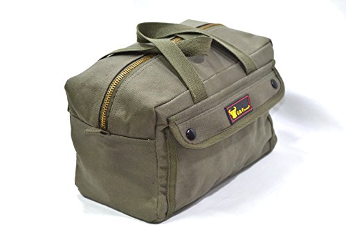 G & F Products Government Issued Style Mechanics Heavy Duty Tool Bag with Brass zipper and side pockets, tool bag for cars, drill, garden, and G & F Products