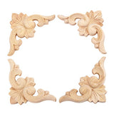 4-Pack Wood Carved Appliques Onlay Decal for Furniture, 6x6cm/2.36"x2.36", Corner Decal for Desk Cabinet Mirror Dresser Drawer Home Decoration MUXSAM