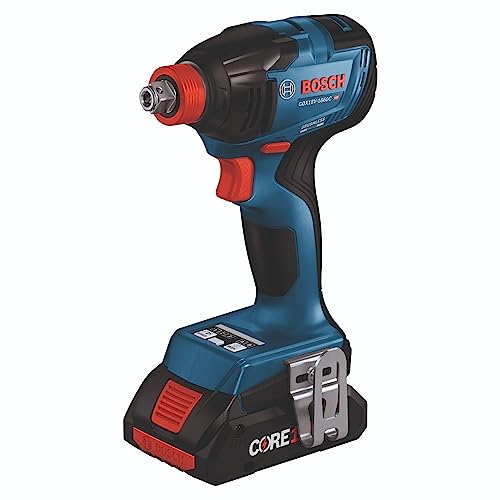 BOSCH GXL18V-260B26 18V 2-Tool Combo Kit with 1/2 In. Hammer Drill/Driver, 1/4 In. and 1/2 In. Two-In-One Bit/Socket Impact Driver, (1) CORE18V 8 Ah - WoodArtSupply