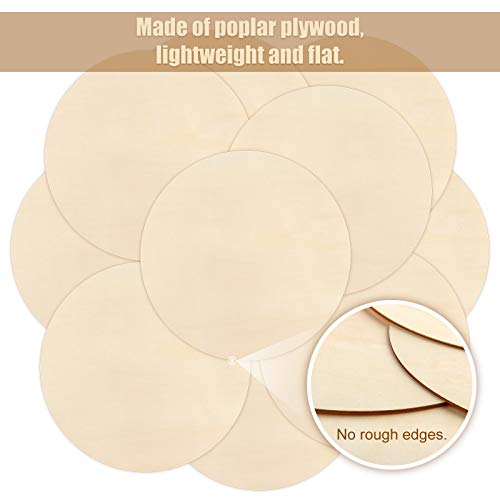 Fuyit Unfinished Wood Circles, 10Pcs 12 Inch Uniform Blank Wood Rounds Slice Wooden Cutouts with Ribbon & Twine for DIY Crafts, Door Hanger, Sign,