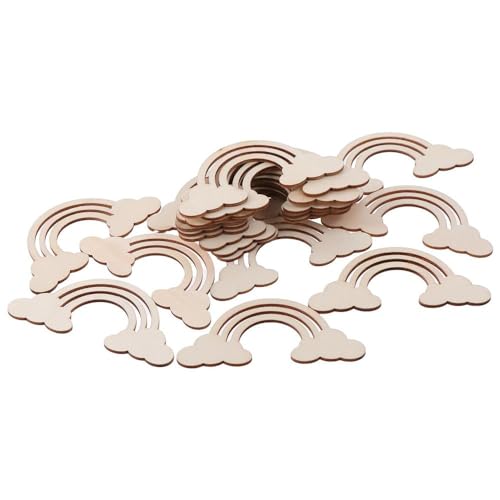 Uniquer 20Pcs Rainbow Wood DIY Crafts,Cutout Rainbow Unfinished Wood Slices,Rainbow Unpainted with Hemp Rope for Birthday Christmas Party Decoration Uniquer